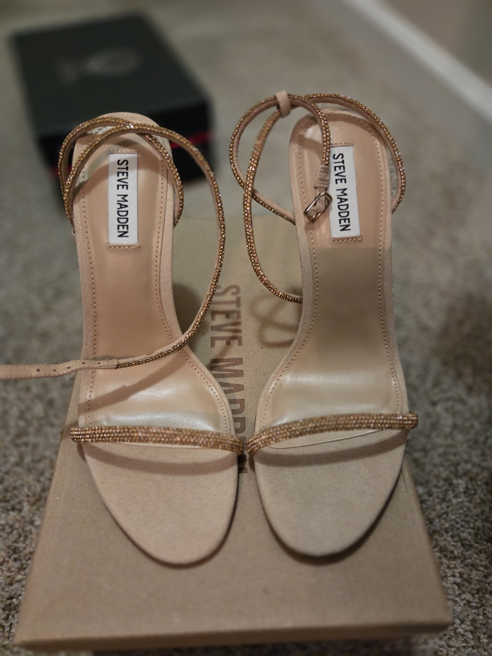 Steve Madden Rose Gold Beaded Ankle-Strap Heels